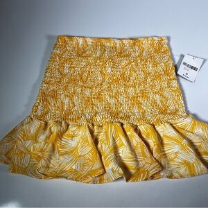 Yellow & White Tropical Smocked skirt small NWT